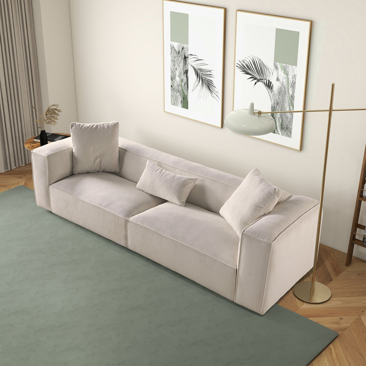 Conner Cream Corduroy Sofa 110" - SOF02904903