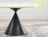 Conrad 48″White Marble Top Table with Black Conical Base from Steve Silver - Luna Furniture