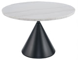 Conrad 48″White Marble Top Table with Black Conical Base from Steve Silver - Luna Furniture