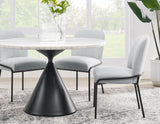 Conrad 48″White Marble Top Table with Black Conical Base from Steve Silver - Luna Furniture