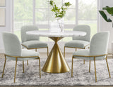 Conrad 48″White Marble Top Table with Gold Conical Base from Steve Silver - Luna Furniture