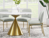 Conrad 48″White Marble Top Table with Gold Conical Base from Steve Silver - Luna Furniture