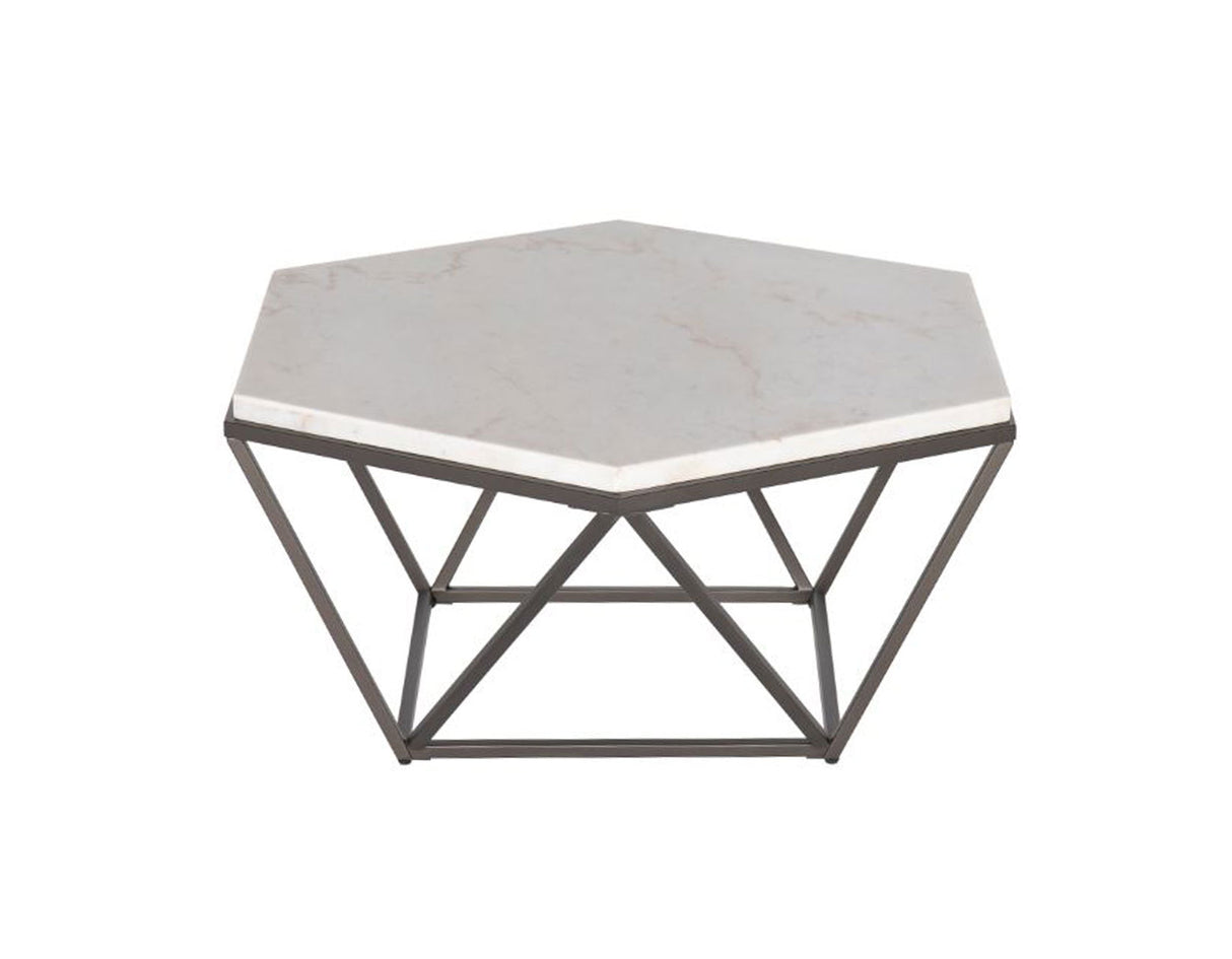 Corvus White Marble Top HexagonCocktail Table from Steve Silver - Luna Furniture