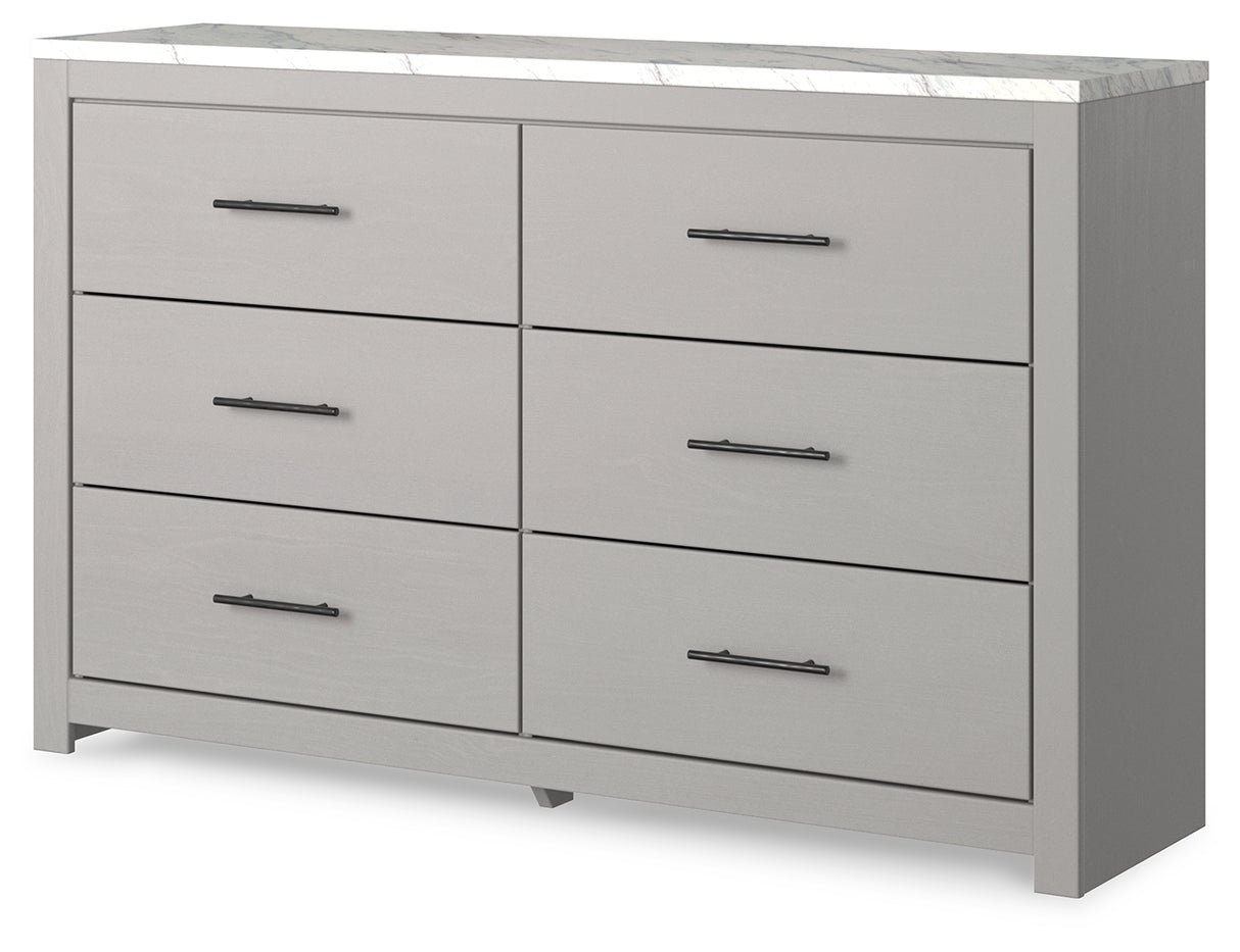 Cottonburg King Panel Bed with Dresser and 2 Nightstands in Light Gray/White - PKG019146