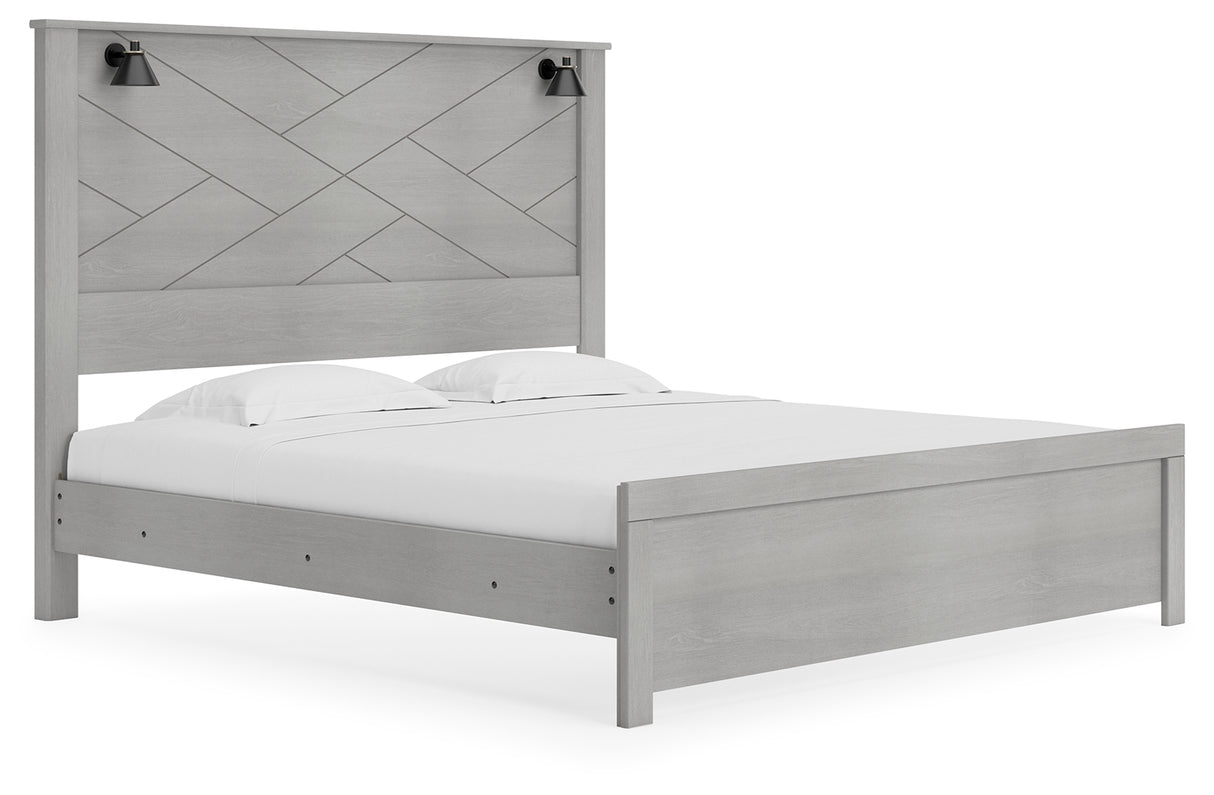 Cottonburg King Panel Bed with Dresser and 2 Nightstands in Light Gray/White - PKG019146