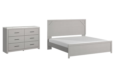 Cottonburg King Panel Bed with Dresser in Light Gray/White - PKG009406