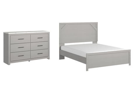 Cottonburg Queen Panel Bed with Dresser in Light Gray/White - PKG009400