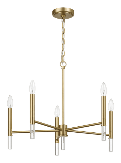 Courtyard Five Light Golden Brass Candle Light Chandelier 24"W × 17.75"H - PNL03900201