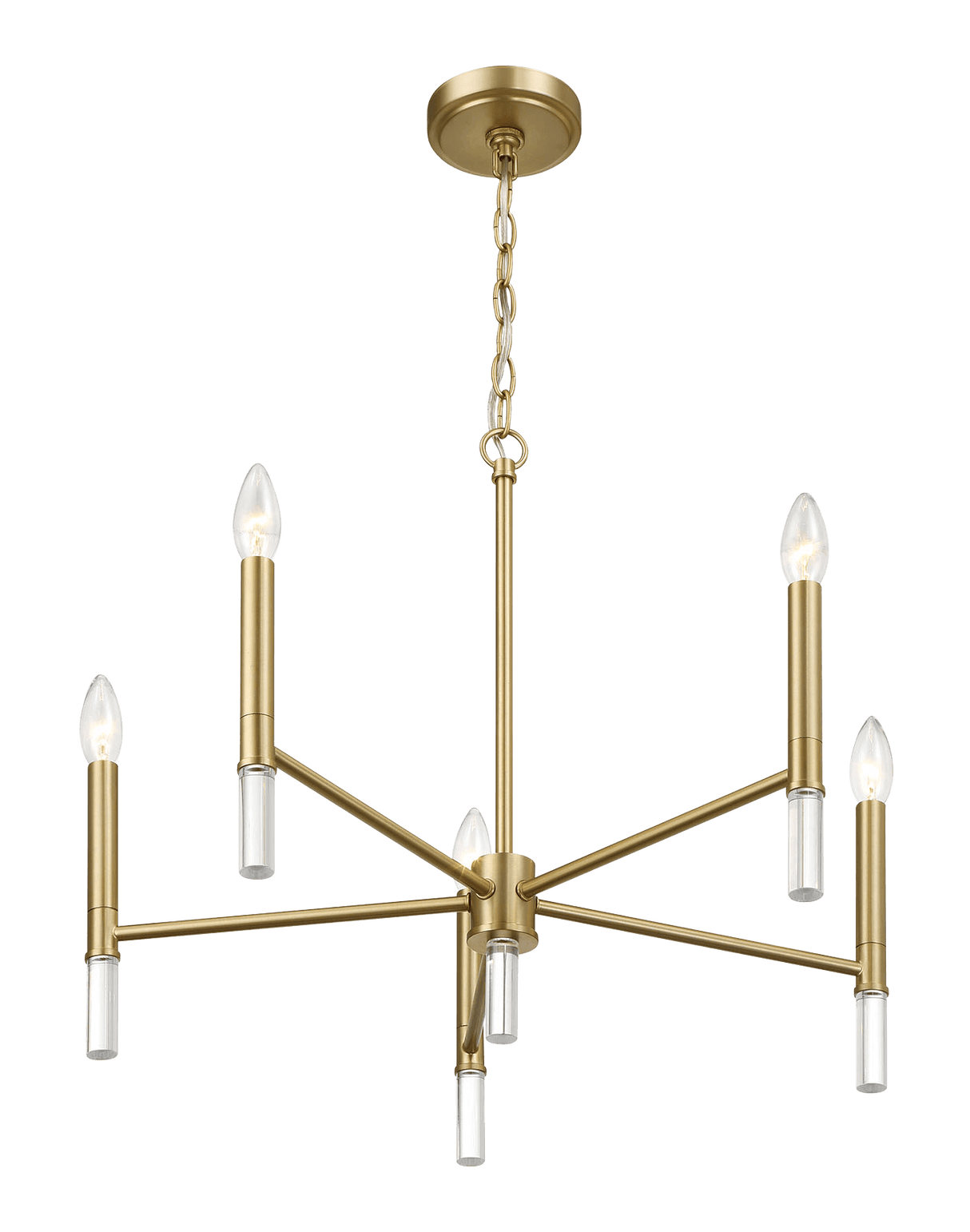 Courtyard Five Light Golden Brass Candle Light Chandelier 24"W × 17.75"H - PNL03900201