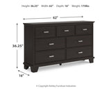 Covetown California King Panel Bed with Dresser and Nightstand in Dark Brown - PKG019184