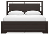 Covetown California King Panel Bed with Dresser in Dark Brown - PKG016817