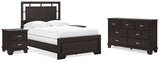 Covetown Full Panel Bed with Dresser and 2 Nightstands in Dark Brown - PKG016624