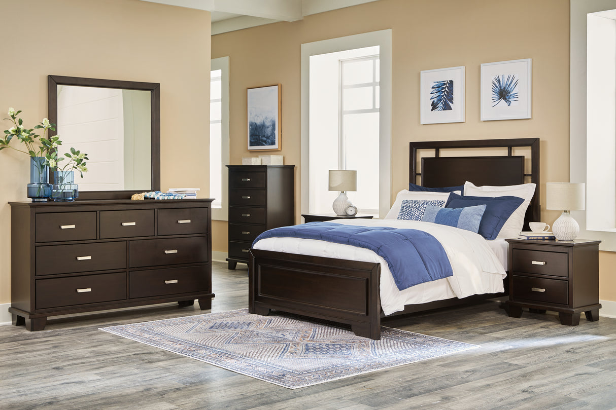 Covetown Full Panel Bed with Dresser and Nightstand in Dark Brown - PKG019182