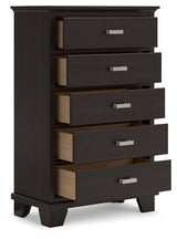 Covetown Full Panel Bed with Mirrored Dresser and Chest in Dark Brown - PKG016630