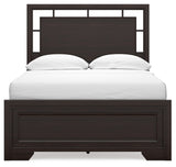 Covetown Full Panel Bed with Mirrored Dresser and Chest in Dark Brown - PKG016630