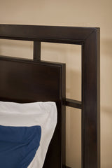 Covetown Full Panel Bed with Mirrored Dresser and Chest in Dark Brown - PKG016630