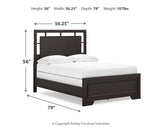 Covetown Full Panel Bed with Mirrored Dresser, Chest and Nightstand in Dark Brown - PKG016631