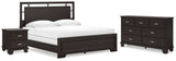 Covetown King Panel Bed with Dresser and Nightstand in Dark Brown - PKG019183