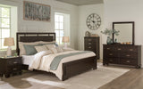 Covetown King Panel Bed with Dresser and Nightstand in Dark Brown - PKG019183