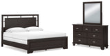 Covetown King Panel Bed with Mirrored Dresser in Dark Brown from Ashley - Luna Furniture