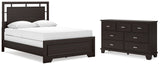 Covetown Queen Panel Bed with Dresser in Dark Brown - PKG016799