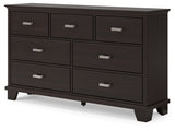 Covetown Queen Panel Bed with Dresser in Dark Brown - PKG016799