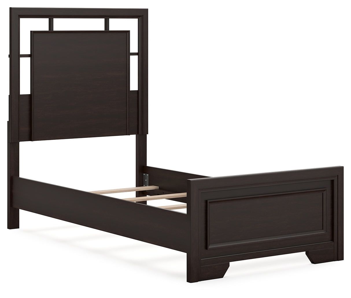 Covetown Twin Panel Bed with Dresser and 2 Nightstands in Dark Brown - PKG016615