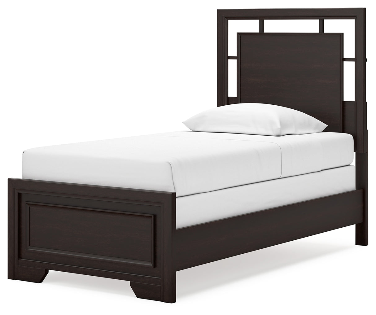 Covetown Twin Panel Bed with Dresser and 2 Nightstands in Dark Brown - PKG016615