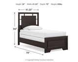 Covetown Twin Panel Bed with Dresser and 2 Nightstands in Dark Brown - PKG016615