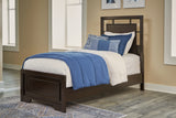 Covetown Twin Panel Bed with Dresser in Dark Brown - PKG016614