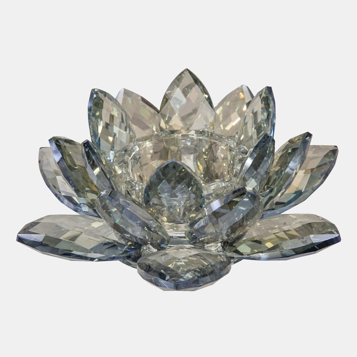 Crystal 8.25" Lotus Votive Holder, Blue - 13211-15