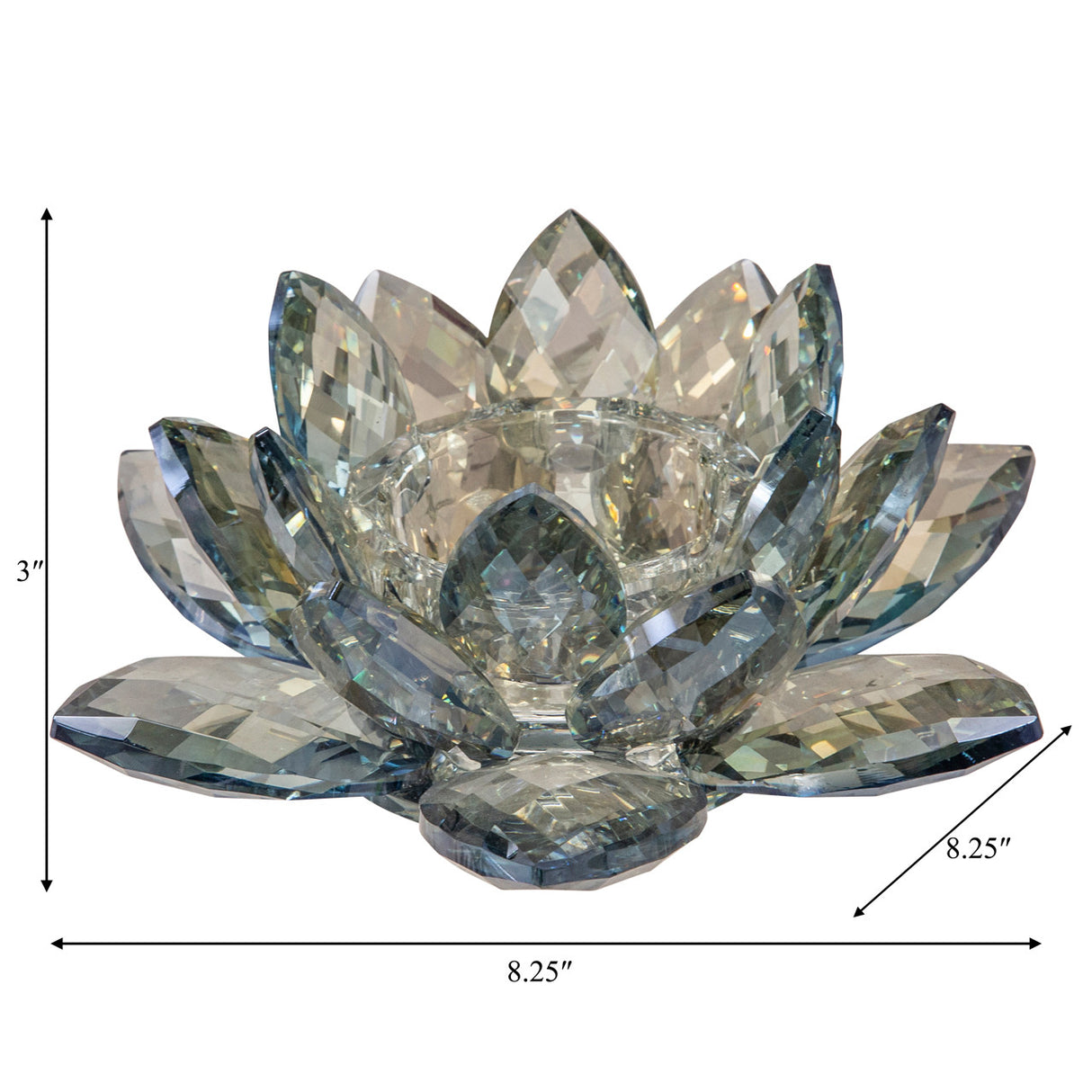 Crystal 8.25" Lotus Votive Holder, Blue - 13211-15