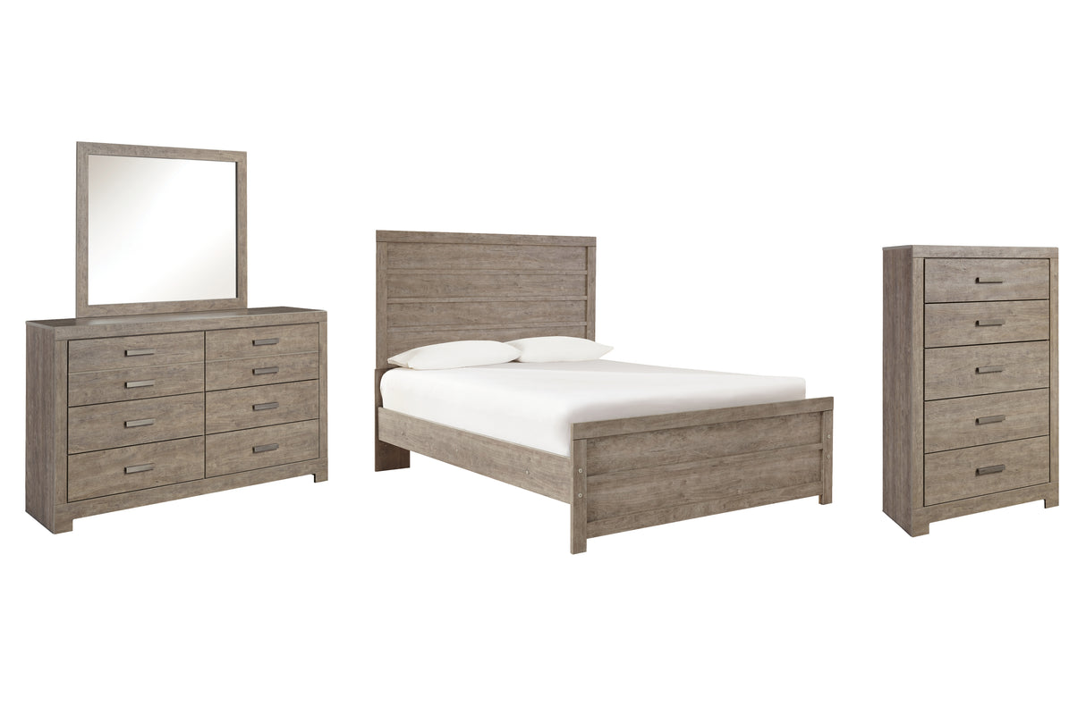 Culverbach Full Panel Bed with Mirrored Dresser and Chest in Gray - PKG002424