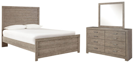 Culverbach Full Panel Bed with Mirrored Dresser in Gray - PKG002422