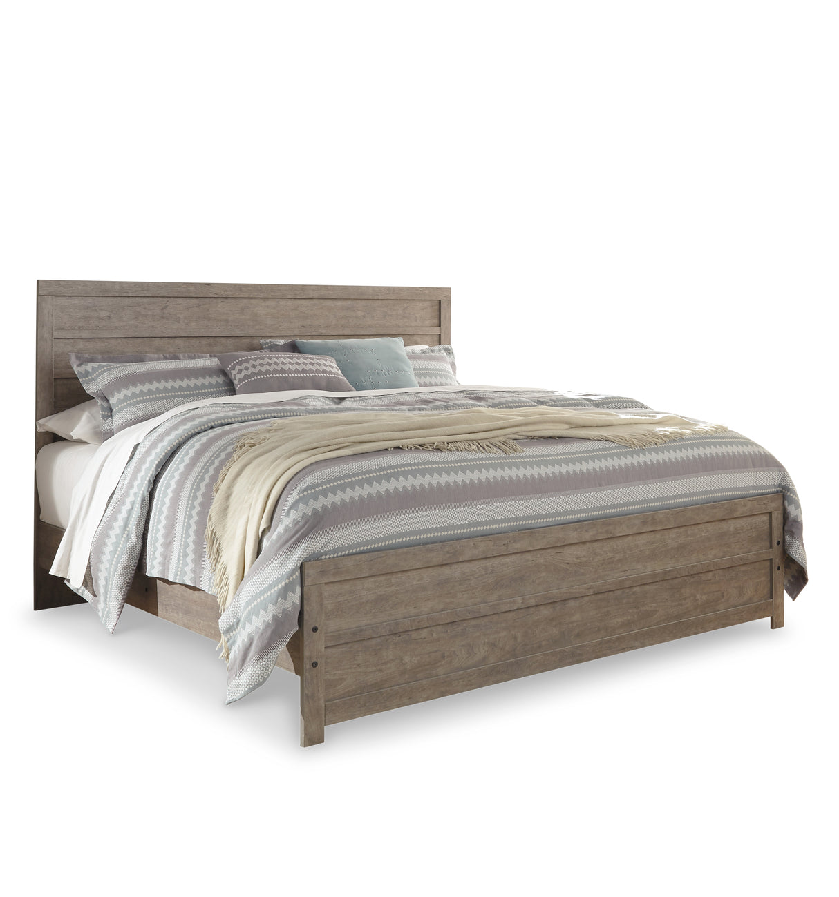 Culverbach King Panel Bed with 2 Nightstands in Gray from Ashley - Luna Furniture