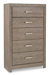 Culverbach King Panel Bed with Mirrored Dresser and Chest in Gray from Ashley - Luna Furniture