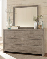 Culverbach King Panel Bed with Mirrored Dresser, Chest and 2 Nightstands in Gray from Ashley - Luna Furniture