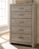 Culverbach King Panel Bed with Mirrored Dresser, Chest and 2 Nightstands in Gray from Ashley - Luna Furniture