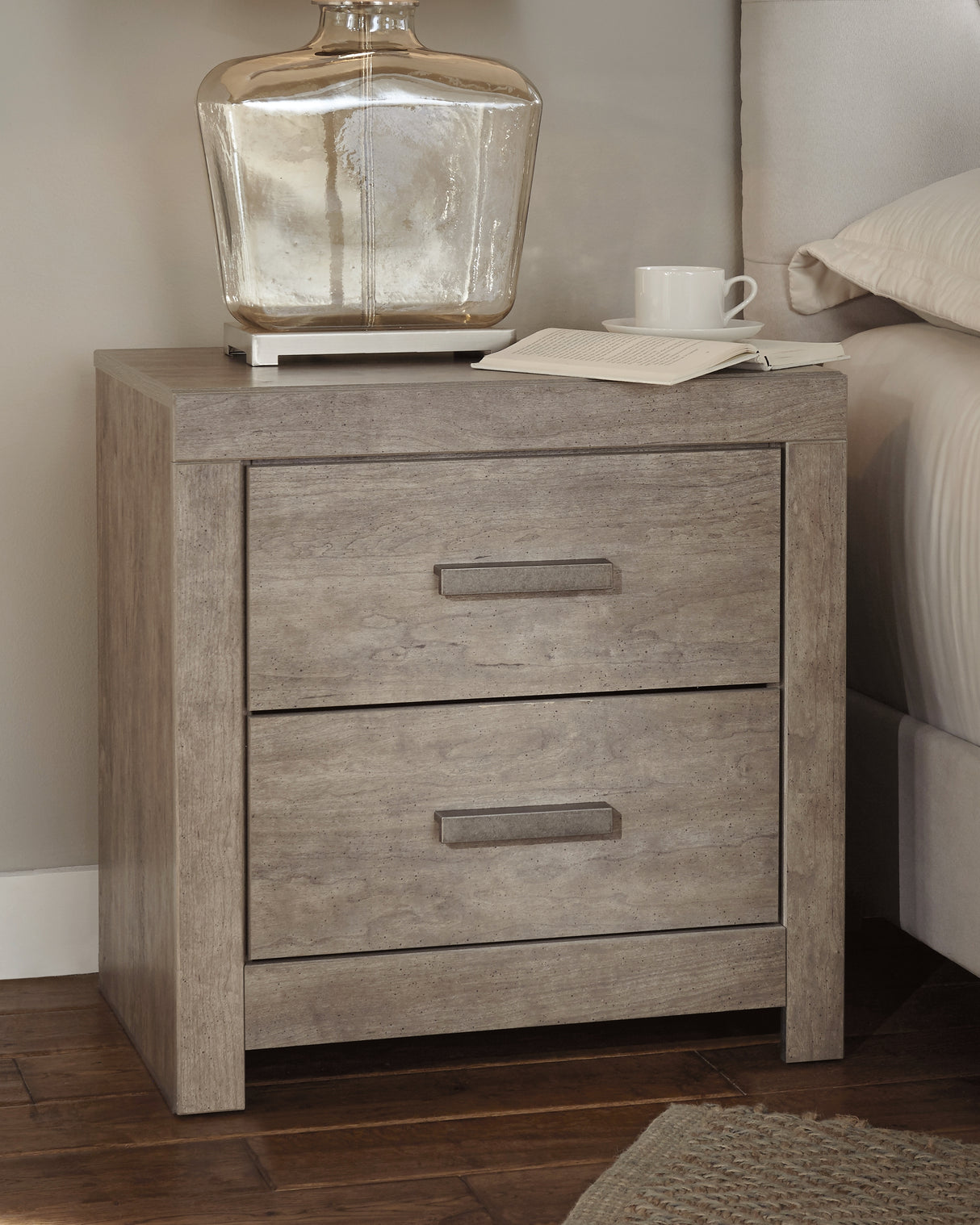 Culverbach King Panel Bed with Mirrored Dresser, Chest and 2 Nightstands in Gray from Ashley - Luna Furniture