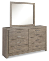 Culverbach Queen Panel Bed with Mirrored Dresser and 2 Nightstands in Gray - PKG011523