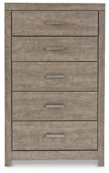 Culverbach Queen Panel Bed with Mirrored Dresser, Chest and 2 Nightstands in Gray - PKG011526