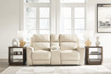 Dahlmoore Almond Power Reclining Loveseat with Console - U1320096