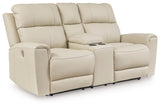 Dahlmoore Almond Power Reclining Loveseat with Console - U1320096