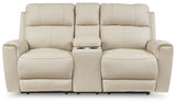 Dahlmoore Almond Power Reclining Loveseat with Console - U1320096