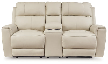 Dahlmoore Almond Power Reclining Loveseat with Console - U1320096