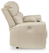 Dahlmoore Almond Power Reclining Loveseat with Console - U1320096