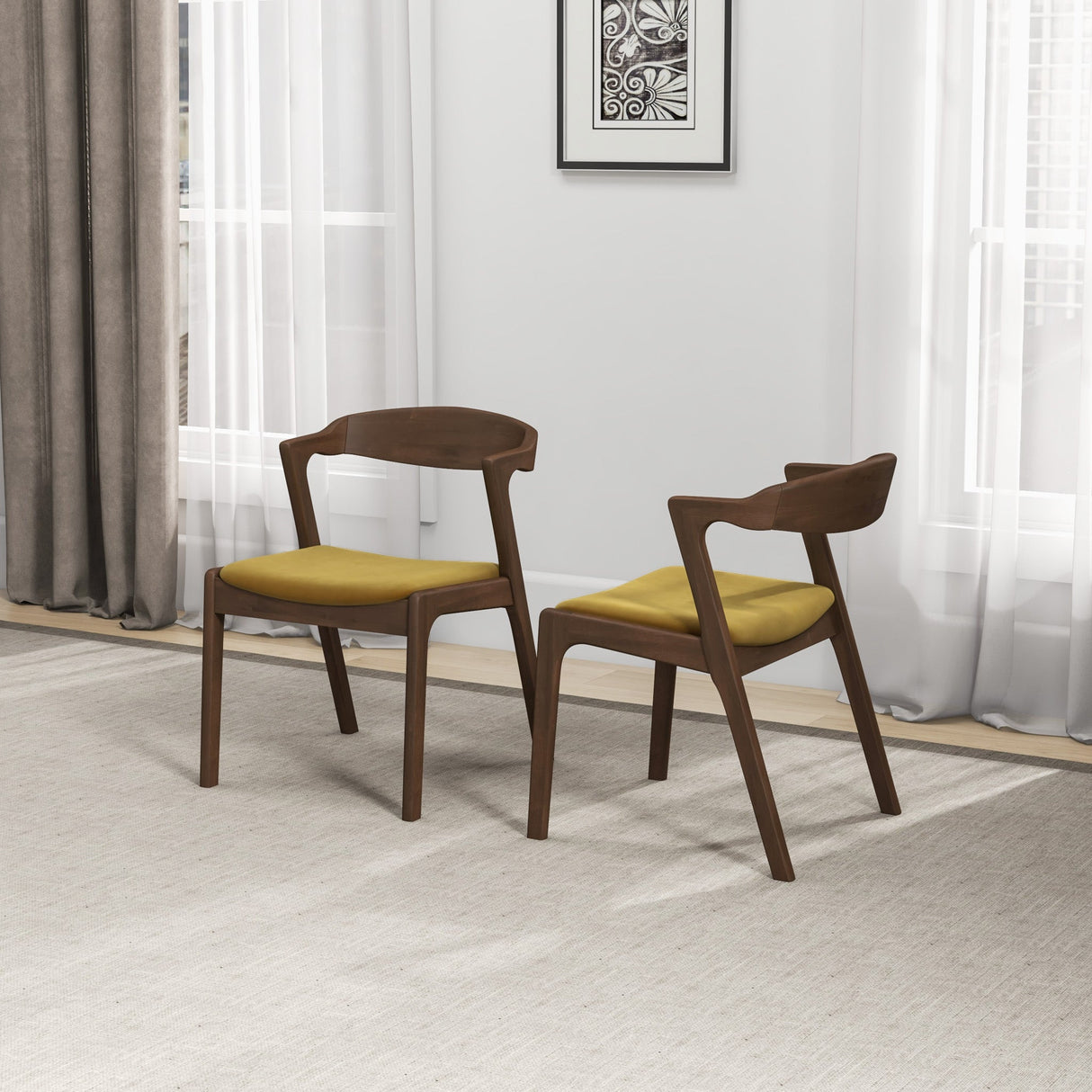 Dakota Dark Yellow Velvet Dining Chair (Set Of 2) - DCH00801904