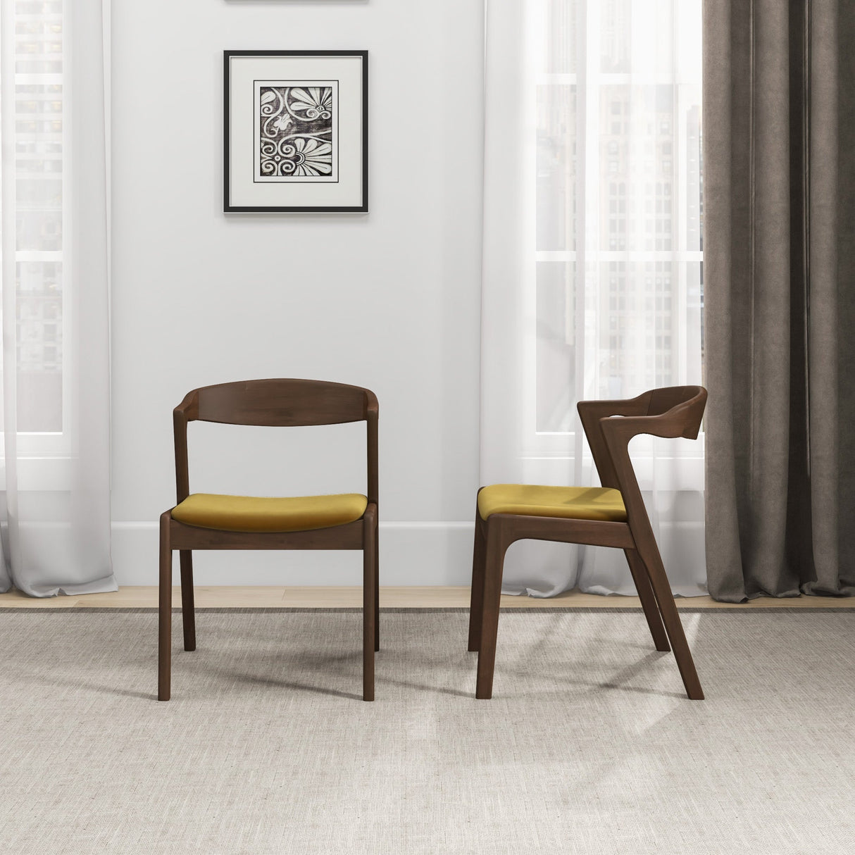 Dakota Dark Yellow Velvet Dining Chair (Set Of 2) - DCH00801904