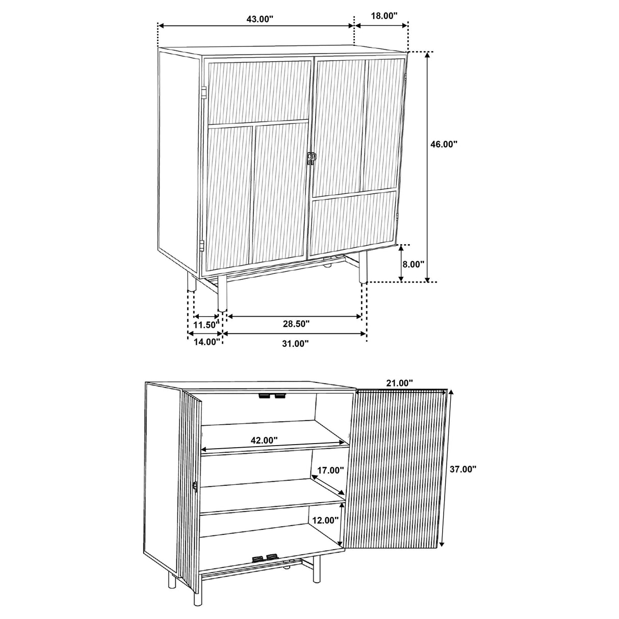 Dalia 2-door Accent Storage Cabinet with Shelving Black - 950385