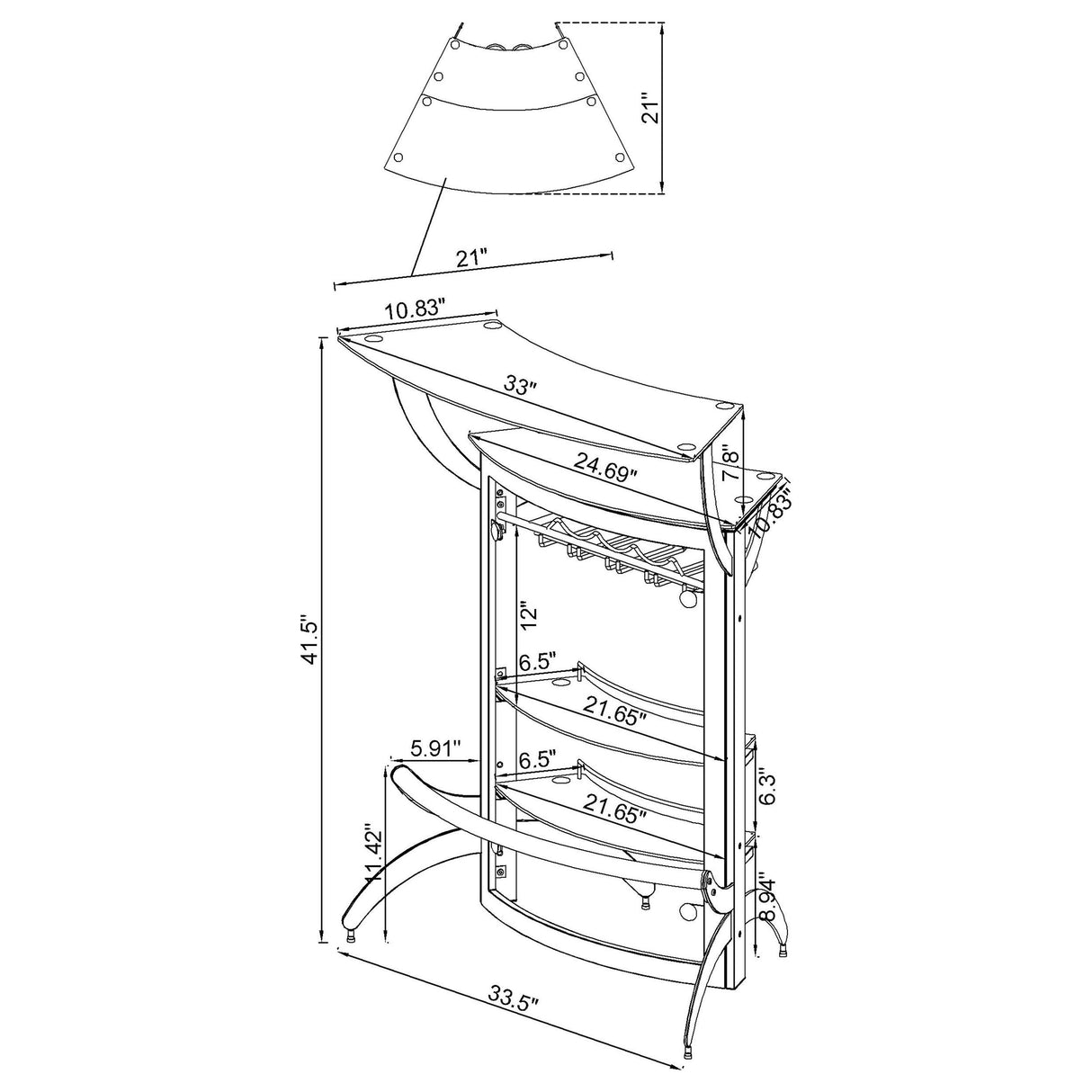 Dallas 2-shelf Home Bar White and Frosted Glass from Coaster - Luna Furniture